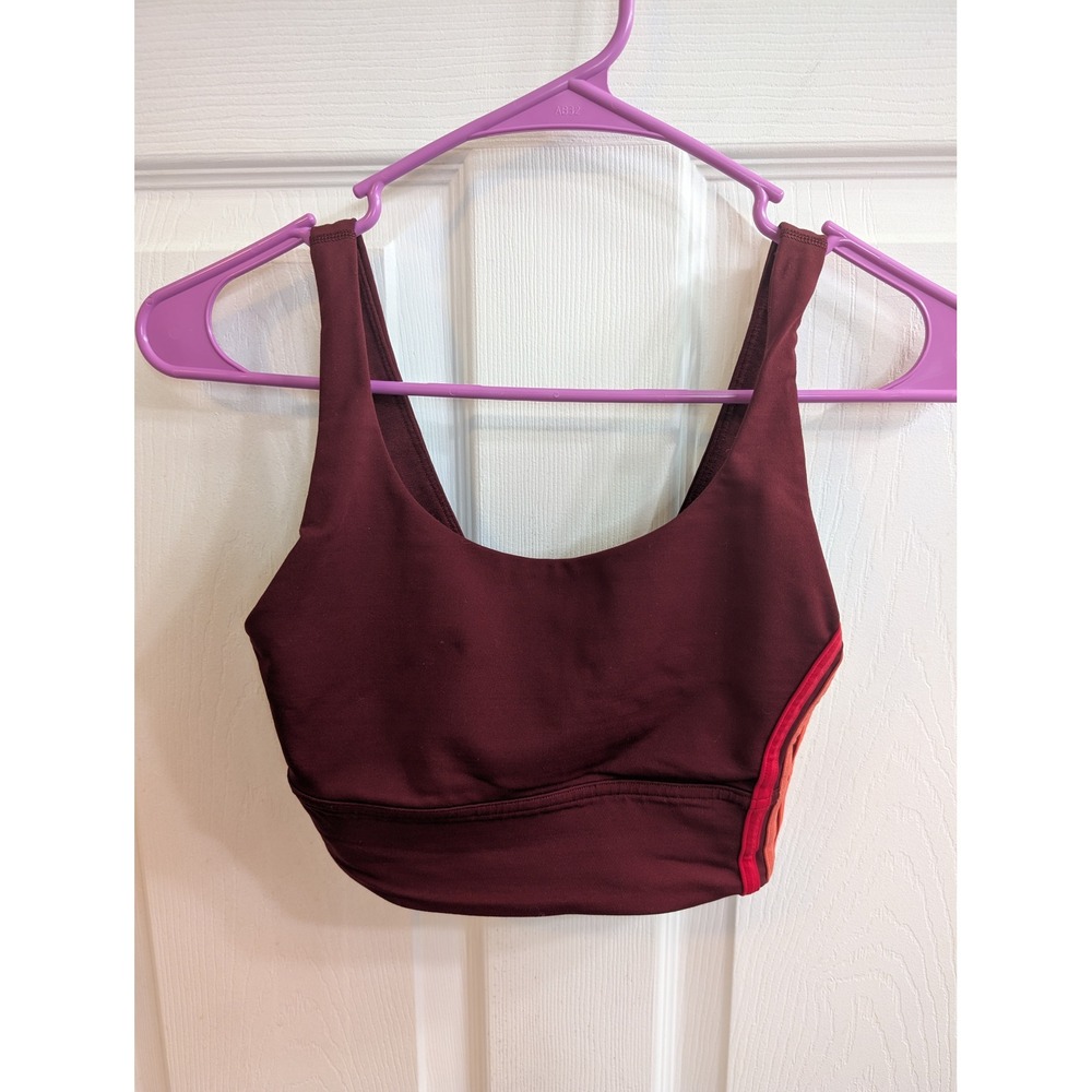 Lululemon Take A Hint Bra Womens Deep Rouge Side Stripe - Size 2